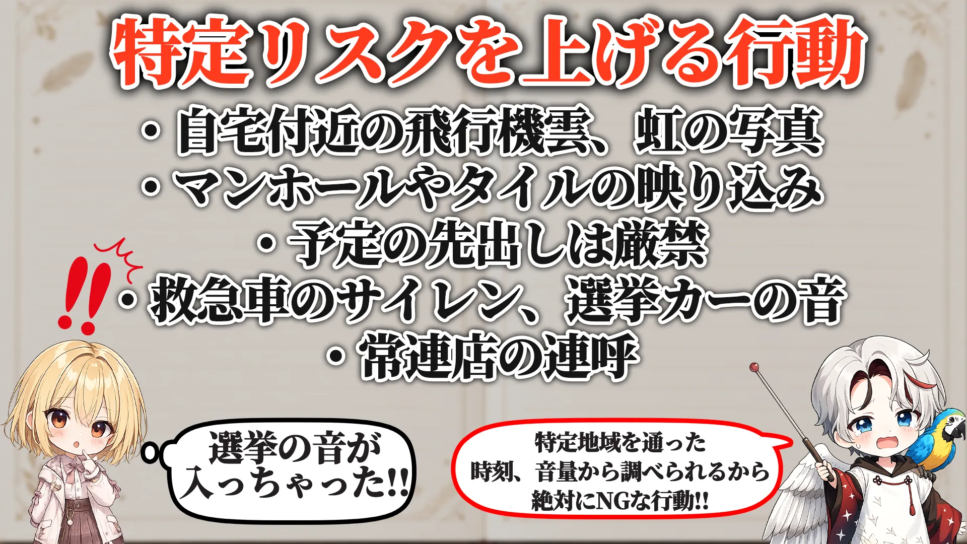 特定リスクを上げる行動